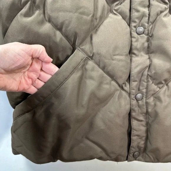 Vtg Cabelas Premier Northern Goose Down Quilted Bomber Jacket Brown Mens XL Reg